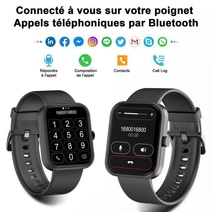 FeipuQu Montre Connectée Homme Femme Appel Bluetooth 1.83