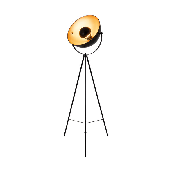 Bernice driepoot vloerlamp E27, zwart-goud