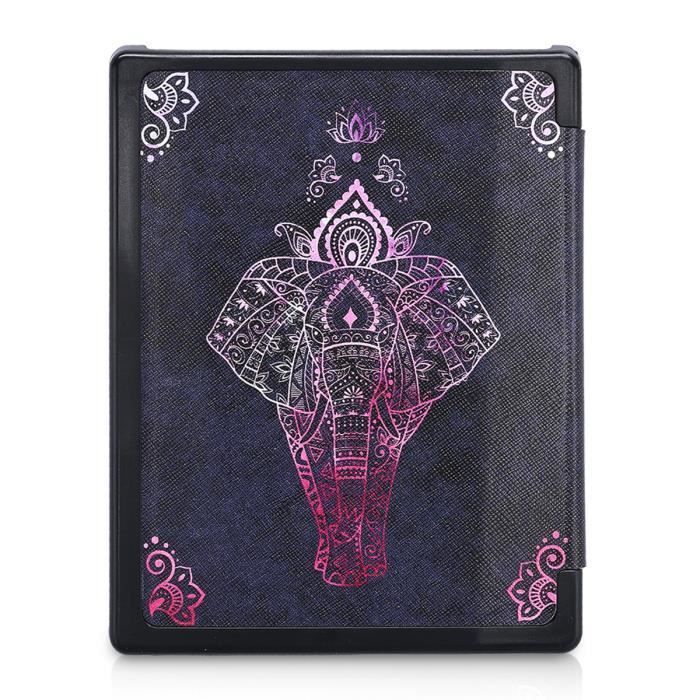 KWMOBILE Étui liseuse Kobo Aura Edition 1 - Housse simili cuir à rabat magnétique, motif éléphant fuchsia