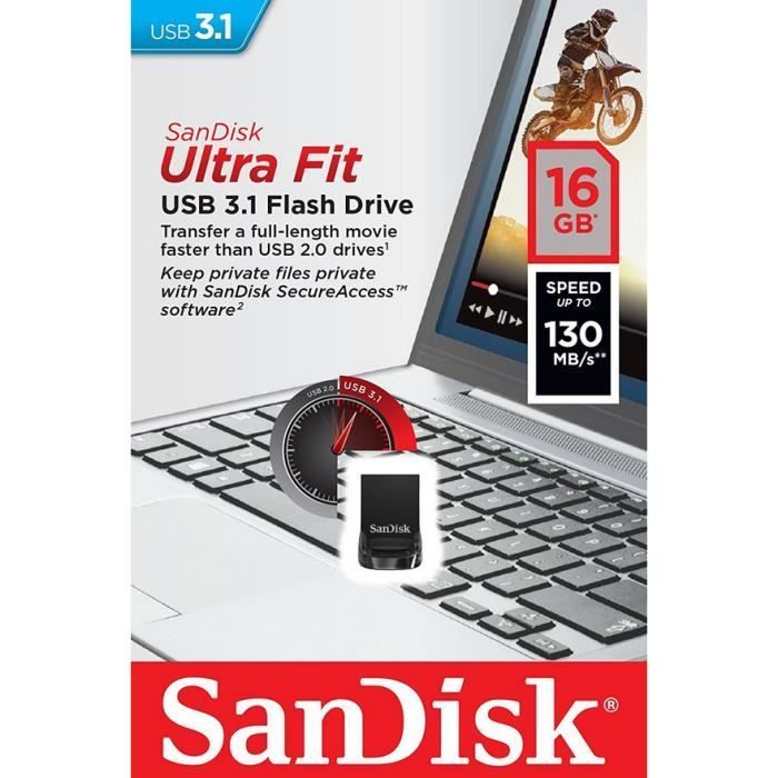 Chiavetta USB - Sandisk - Ultra Fit CZ430 - 32 GB - USB 3.0 - 130 MB/s