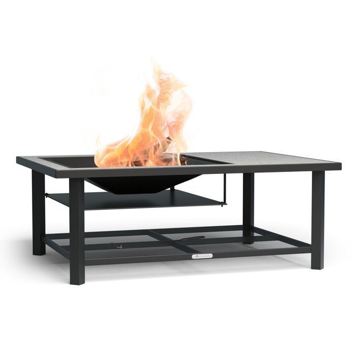 Brasero Blumfeldt Merano Avanzato L 3 en 1 con función de barbacoa, también se puede usar como mesa, 122 x 87 cm, negro.