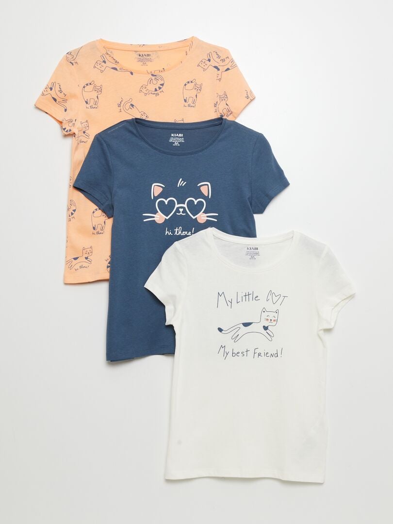Conjunto de 3 camisetas estampadas - BRANCAS