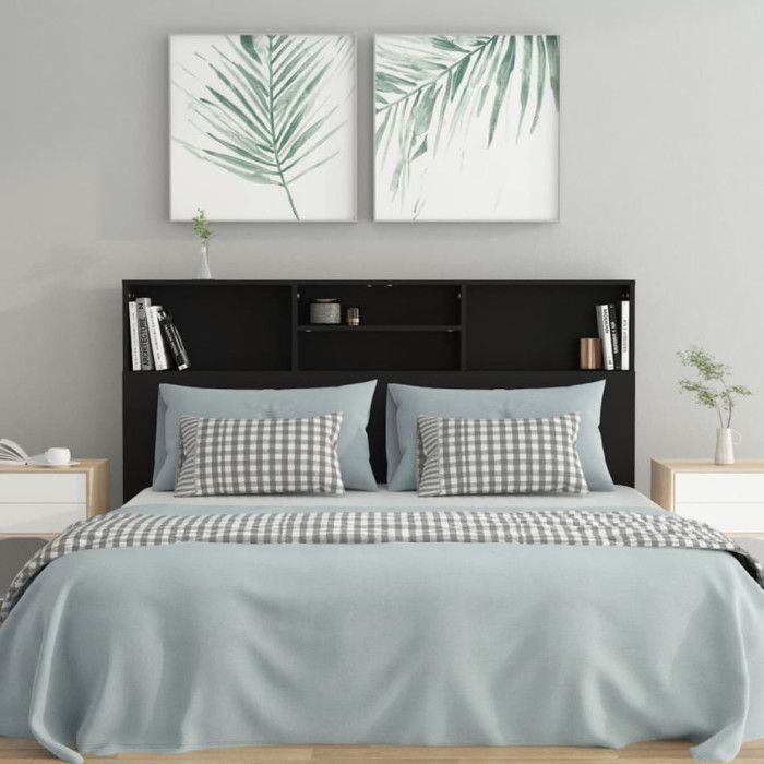 Armadio con testiera vidaXL nero 160x19x103,5 cm 811872