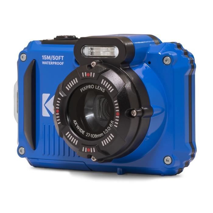 KODAK Pixpro Pack WPZ2 + 1 Kodak SD card - Compact 16MP, Waterproof to 15m, Shockproof, 720p Video, LCD Screen - Blue