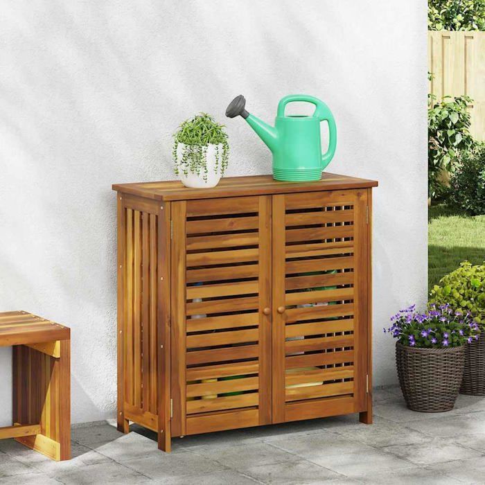 Acacia wood garden storage cabinet - vidaXL - 90x40x90 cm - Natural - 2 doors - Floor mounting - Indoor use only