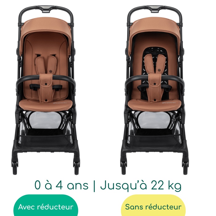Passeggino da cabina BEBECONFORT Zephir, 1ª età, ultra compatto, facile da piegare, dalla nascita fino a 4 anni (max. 22 kg), rame minerale