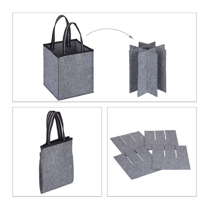 bolsas para botellas, 9 bebidas, soporte para bebidas, para vino, cerveza, depósito, coleccionista, 45x24x24 cm, antracita