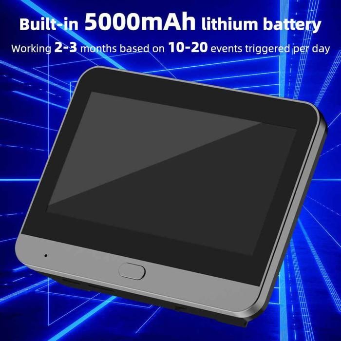 Videoportero inteligente WiFi con cámara de 3 MP y 4,3 pulgadas, gran angular de 140°, visión nocturna PIR, batería de 5000 mAh, compatible con smartphones Tuya, seguridad para el hogar.