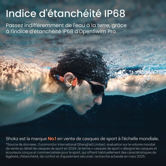 Shokz Bone Conduction Headphones OpenSwim Pro Coral Blue Wireless Charging
