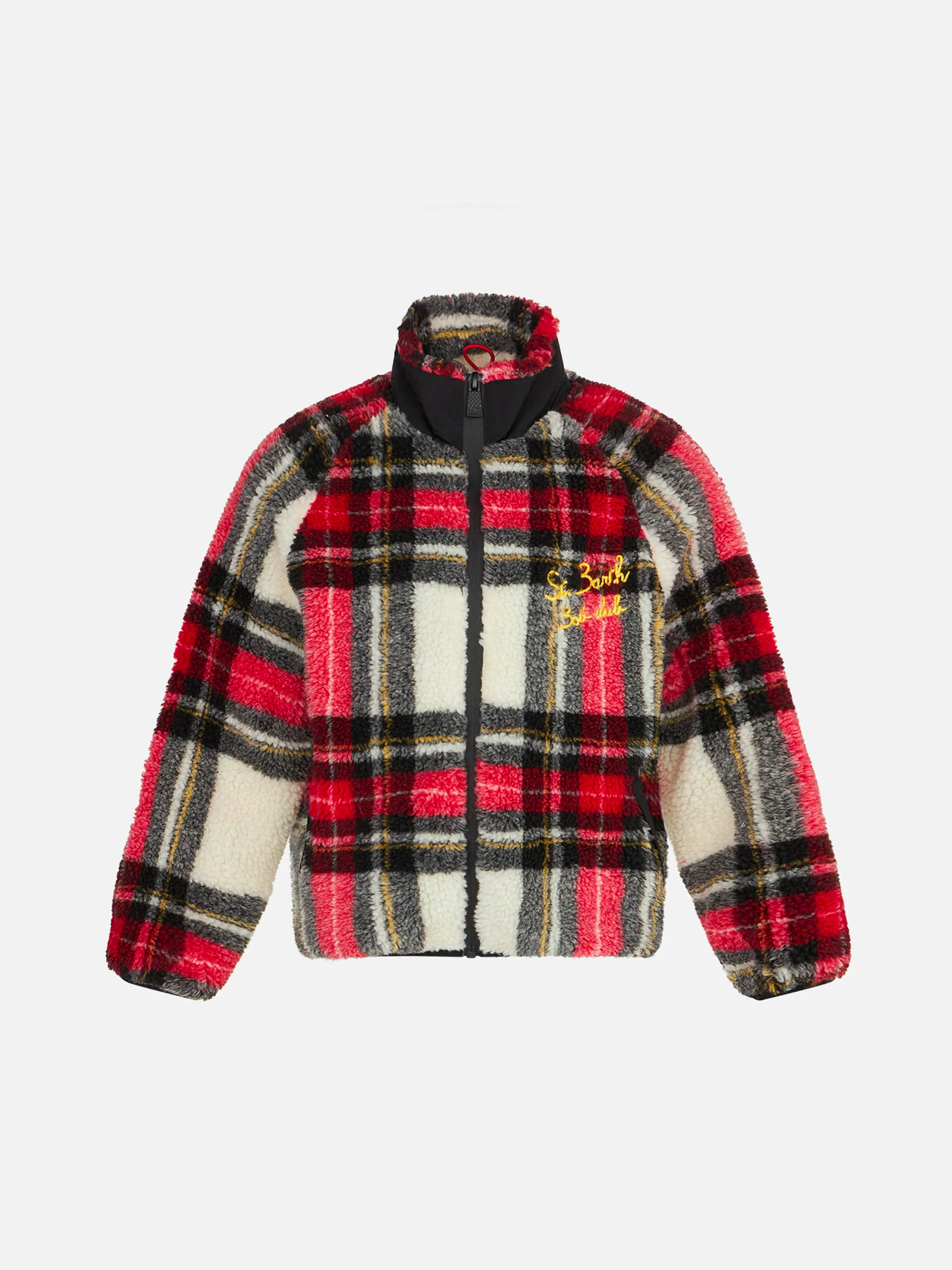 Veste sherpa à carreaux pour garçon avec broderie du St. Barth Bob Club