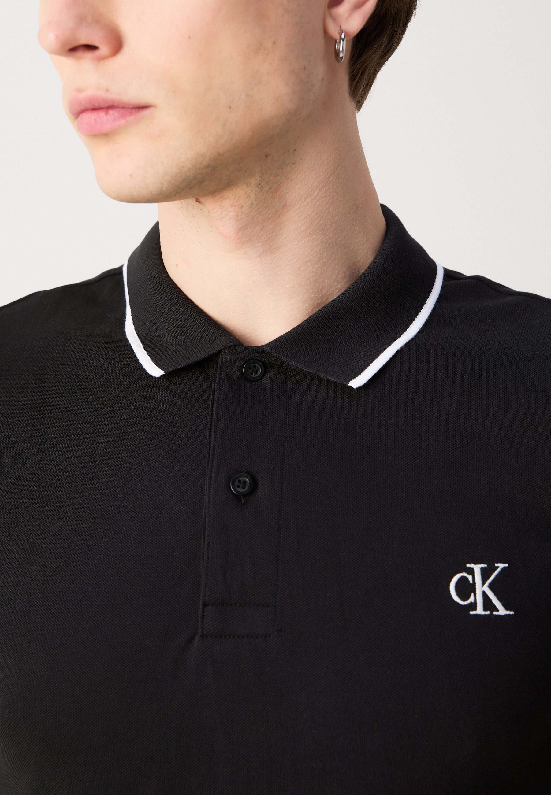 Calvin Klein Jeans TIPPING SLIM - Poloshirt - zwart