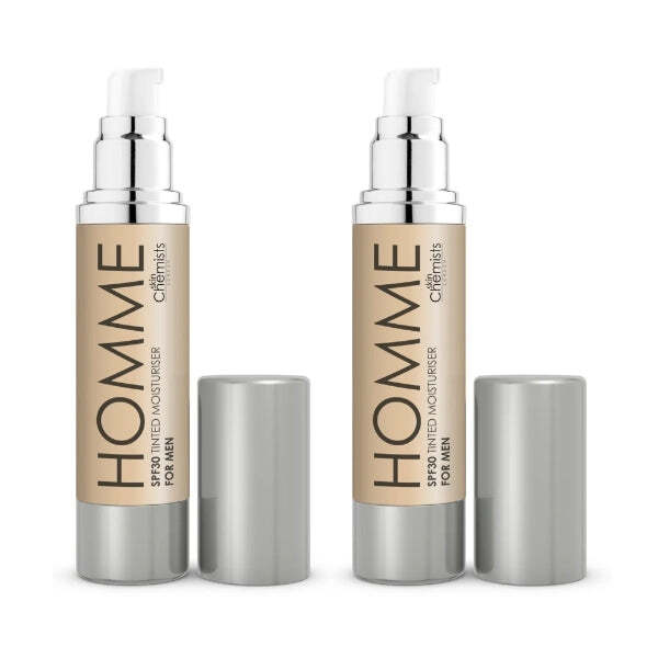 Crema hidratante ligera para hombre skinChemists SPF 30, paquete de 2 x 50 ml