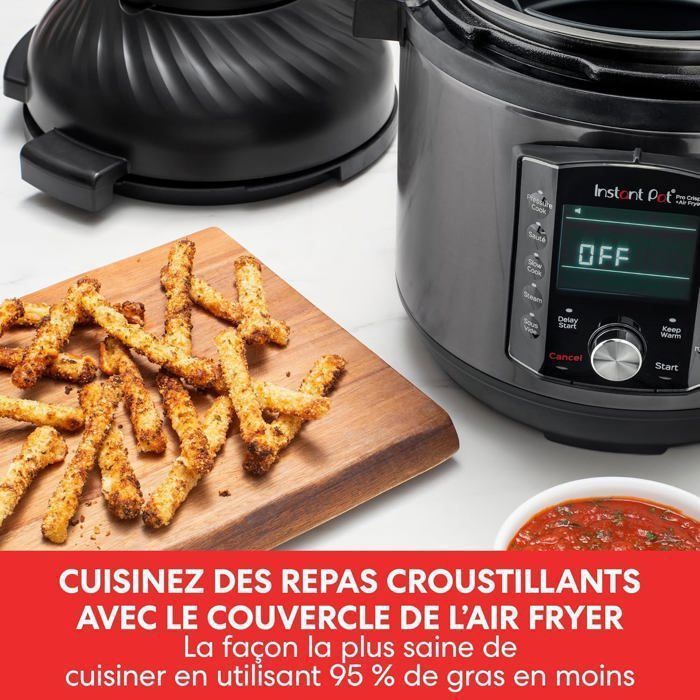 Instant Pot Pro Crisp 11-i-1 elektrisk multikoker - svart rustfritt stål, 1500 W, 7,6 L - Instant Pot