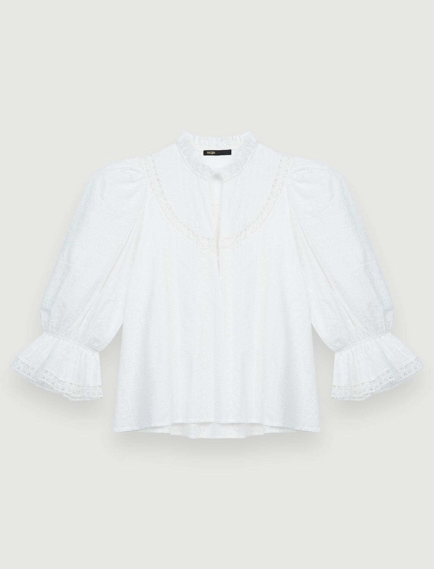Geborduurde katoenen blouse - Wit
