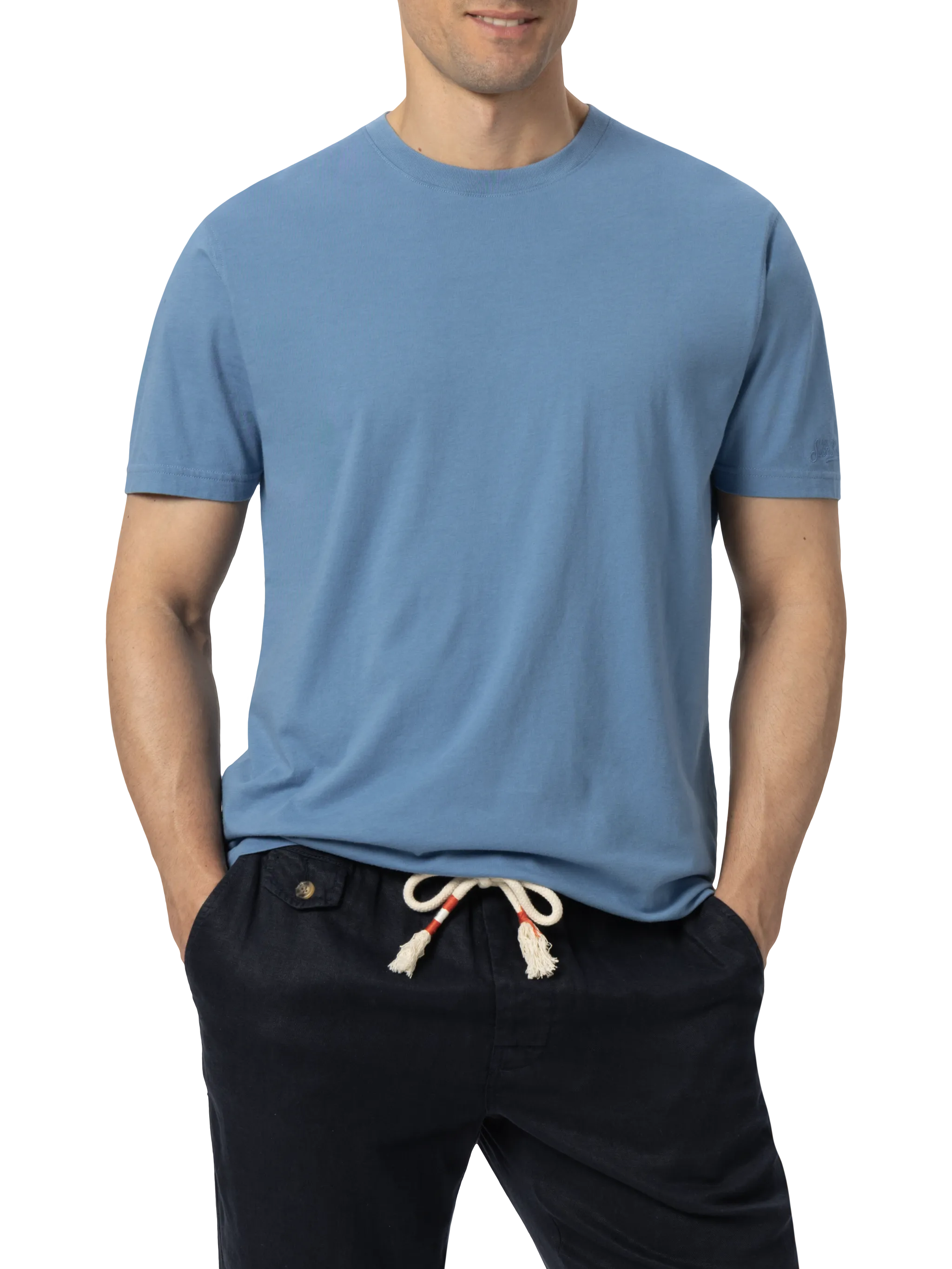 Dover T-shirt van lichtblauwe katoenen jersey met St. Barth-borduurwerk.