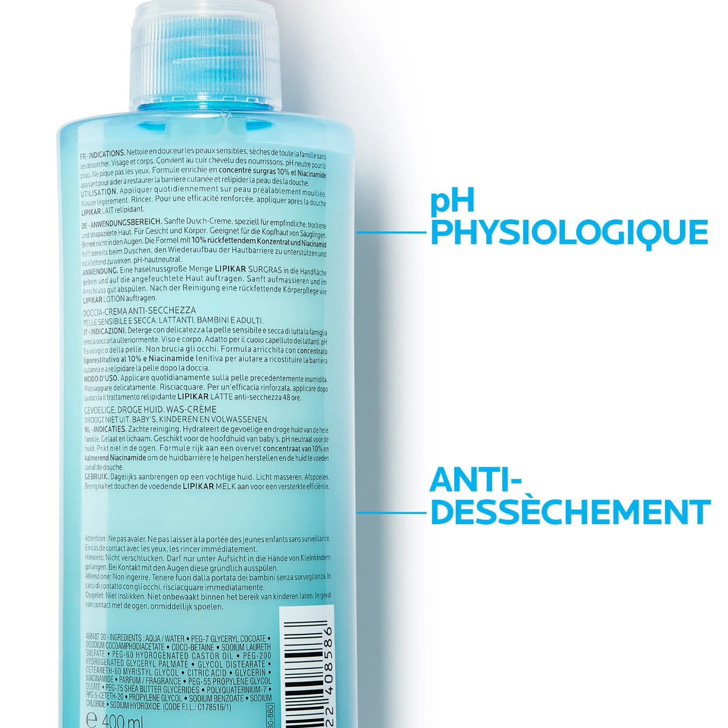 La Roche-Posay Lipikar Surgras Crème lavante anti-dessèchement 400ml