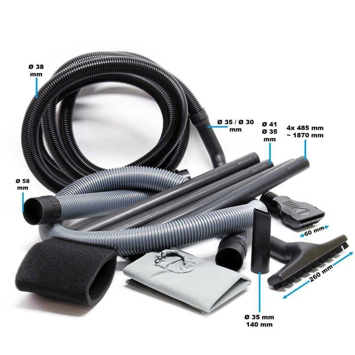 Wiltec Aspirateur industriel 1400 W et réservoir de 30 L, Aspiration eau et poussière avec Vidange automatique, appareil polyvalent