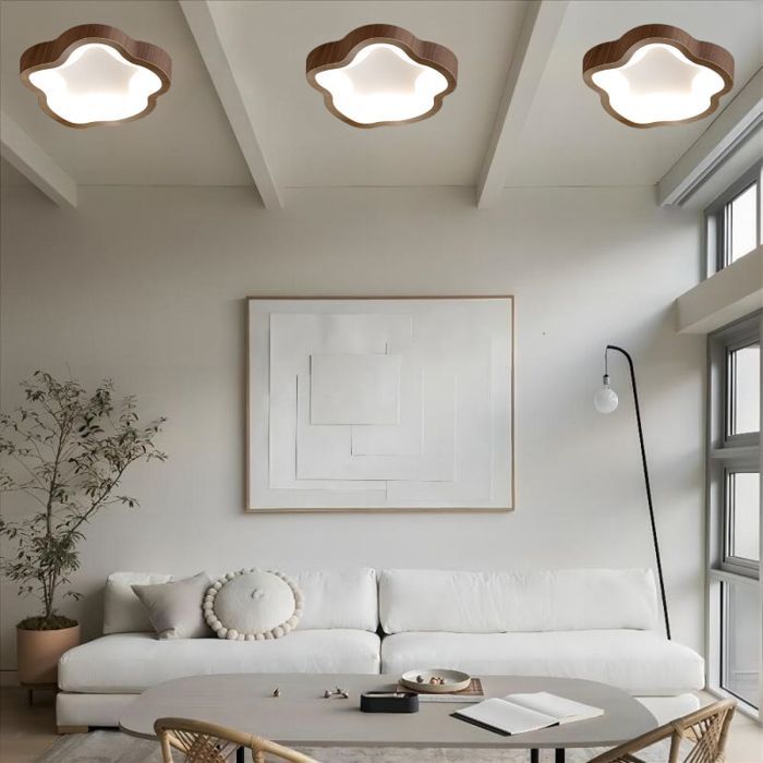 WOTTES  Plafonnier LED Moderne Noyer - 14W Blanc froide Luminaire Fleur Lampe de Plafond pour Couloir Salle de bain - 2pcs Dia 23cm