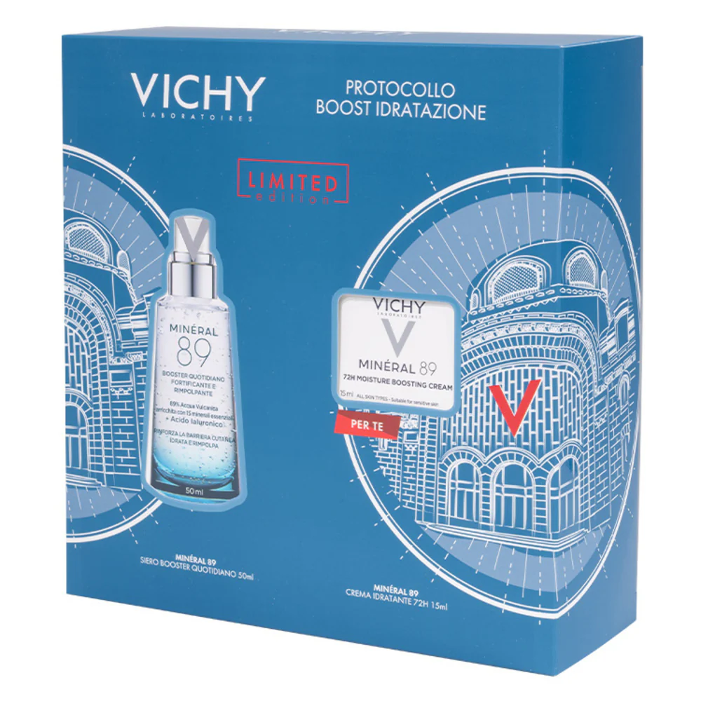 Mineral 89 Cofanetto Regalo Boost Idratazione con Minéral 89 Booster Siero + Minéral 89 Crema - Cofanetto Idratante, Siero viso idratante