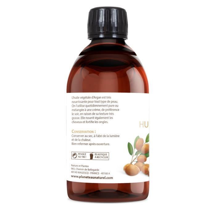 Huile d'Argan Bio - 250ml - Qualité alimentaire - Non testée sur les animaux - Vegan