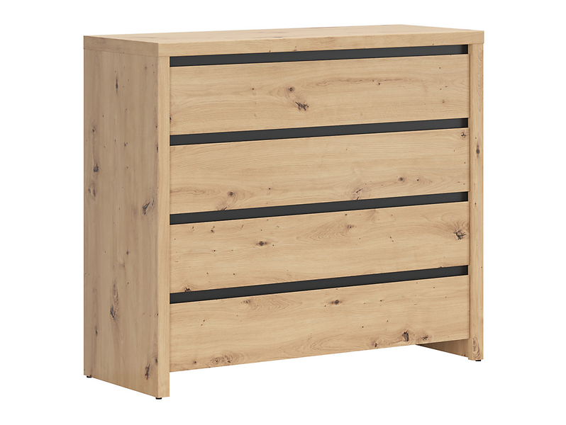 Komoda Larios 105 cm z 4 szufladami dąb artisan/czarny