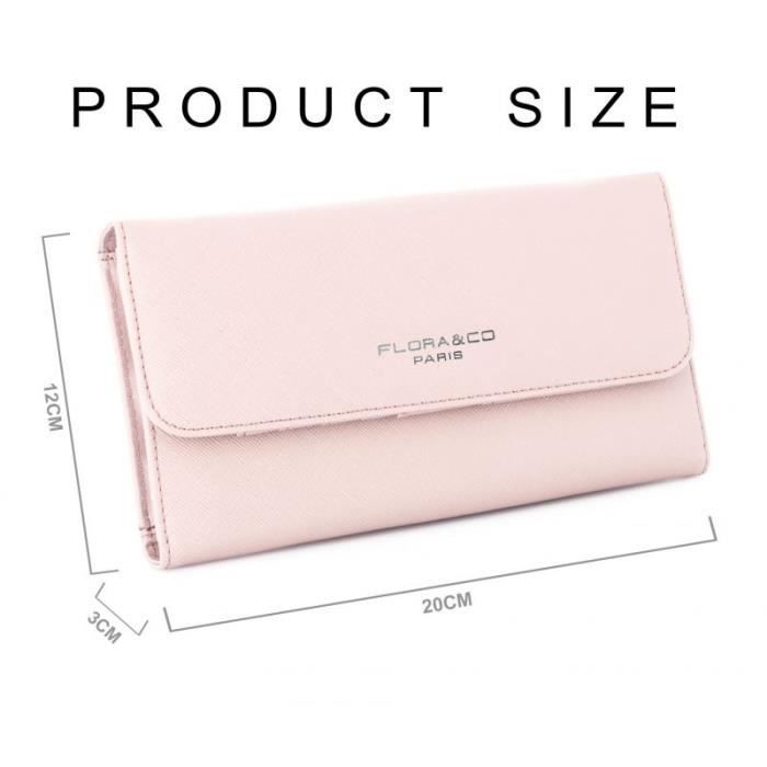 Flora Co Paris – Damen-Geldbörse mit Klappe und Scheckheftfunktion – Reines Saffiano-Leder – Rosa