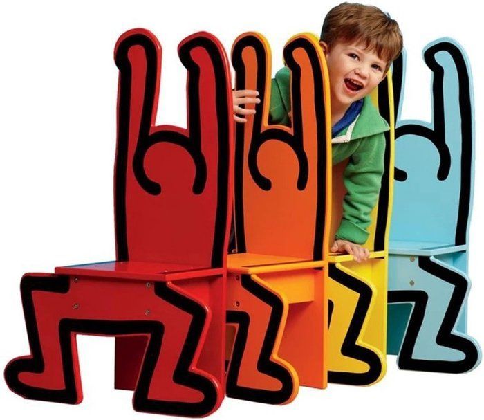 Sedia per bambini - VILAC - Rosso Keith Haring - Legno massello - Design contemporaneo