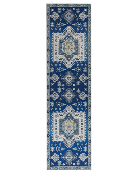 Dywan chodnik 80x300 cm niebiesko-beżowy
