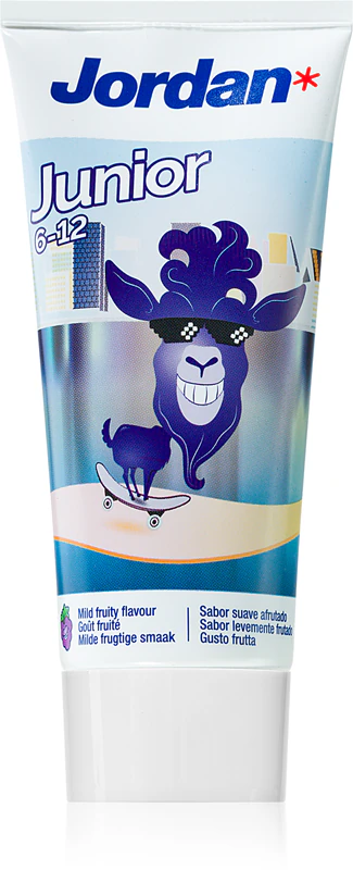 Pasta de dente Jordan Junior para crianças de 6 a 12 anos.