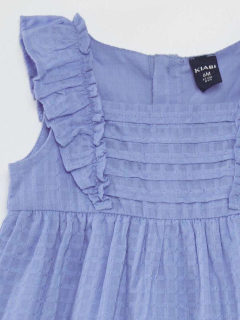 Mouwloze jurk met ruches - BLAUW