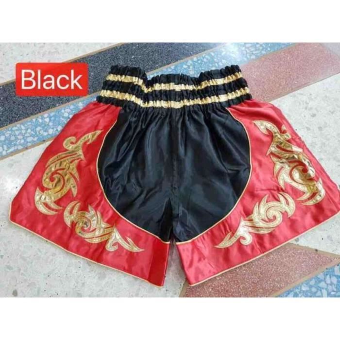 Traditional Thai Boxing, Kickboxing, Muay Thai, and MMA Shorts | Black and Red | Children's and Adult Sizes | Thailand