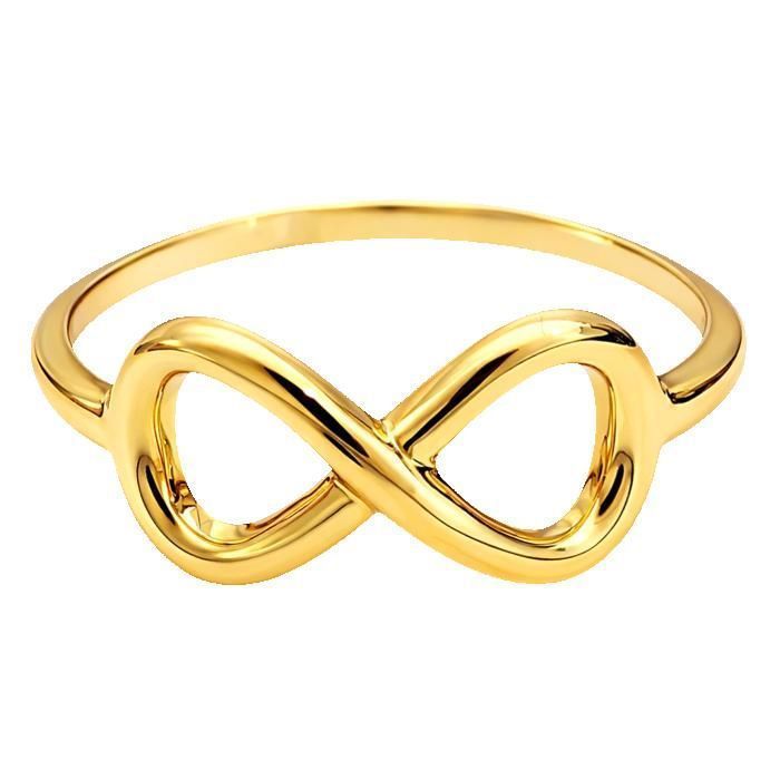 Bague Femme Infini Plaqué Or 18 Carats - Anneau Symbole Éternité - Tailles 48 à 60 - Bijou Poinçonné Idée Cadeau -