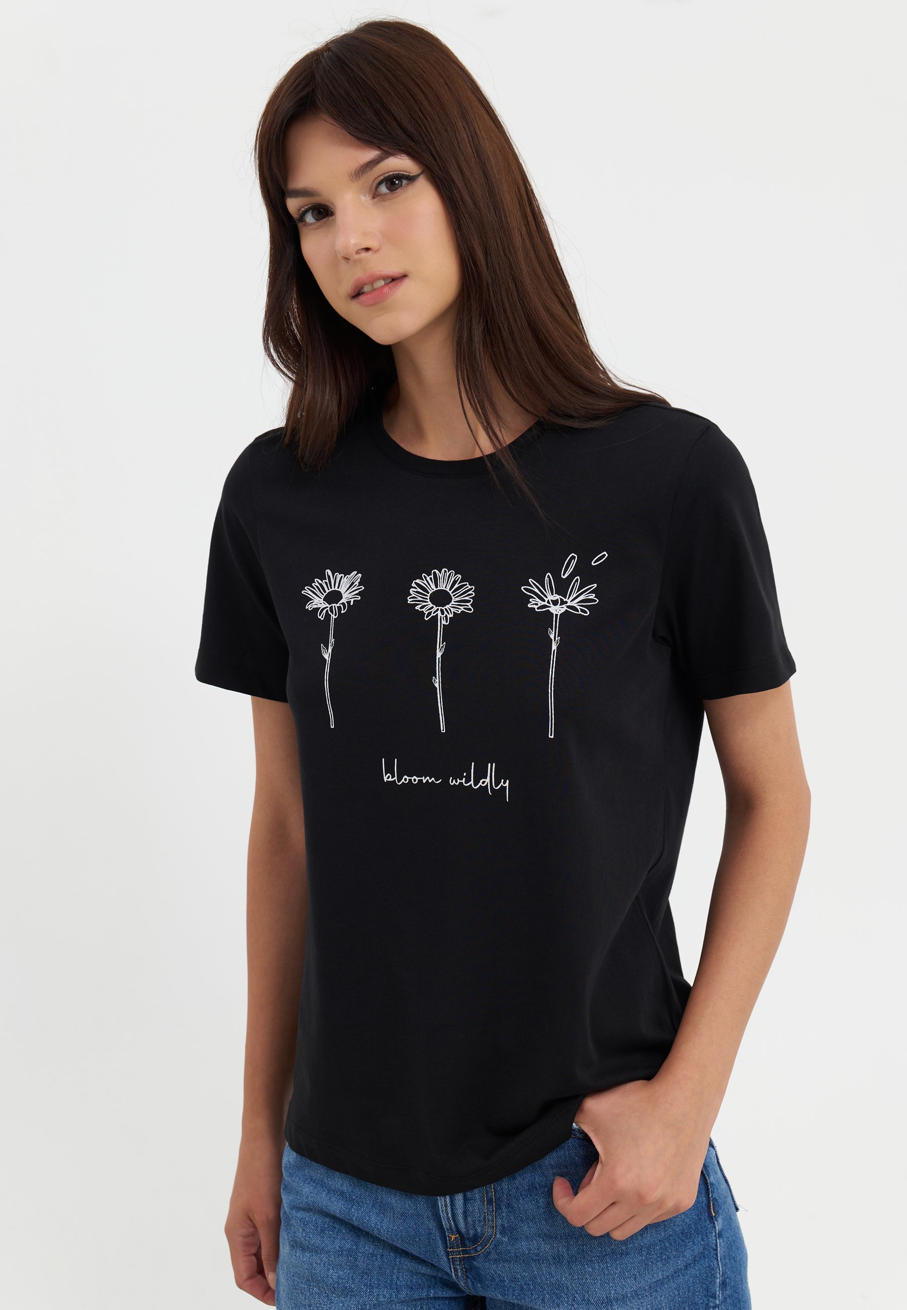 Even&Odd Print T-shirt - zwart