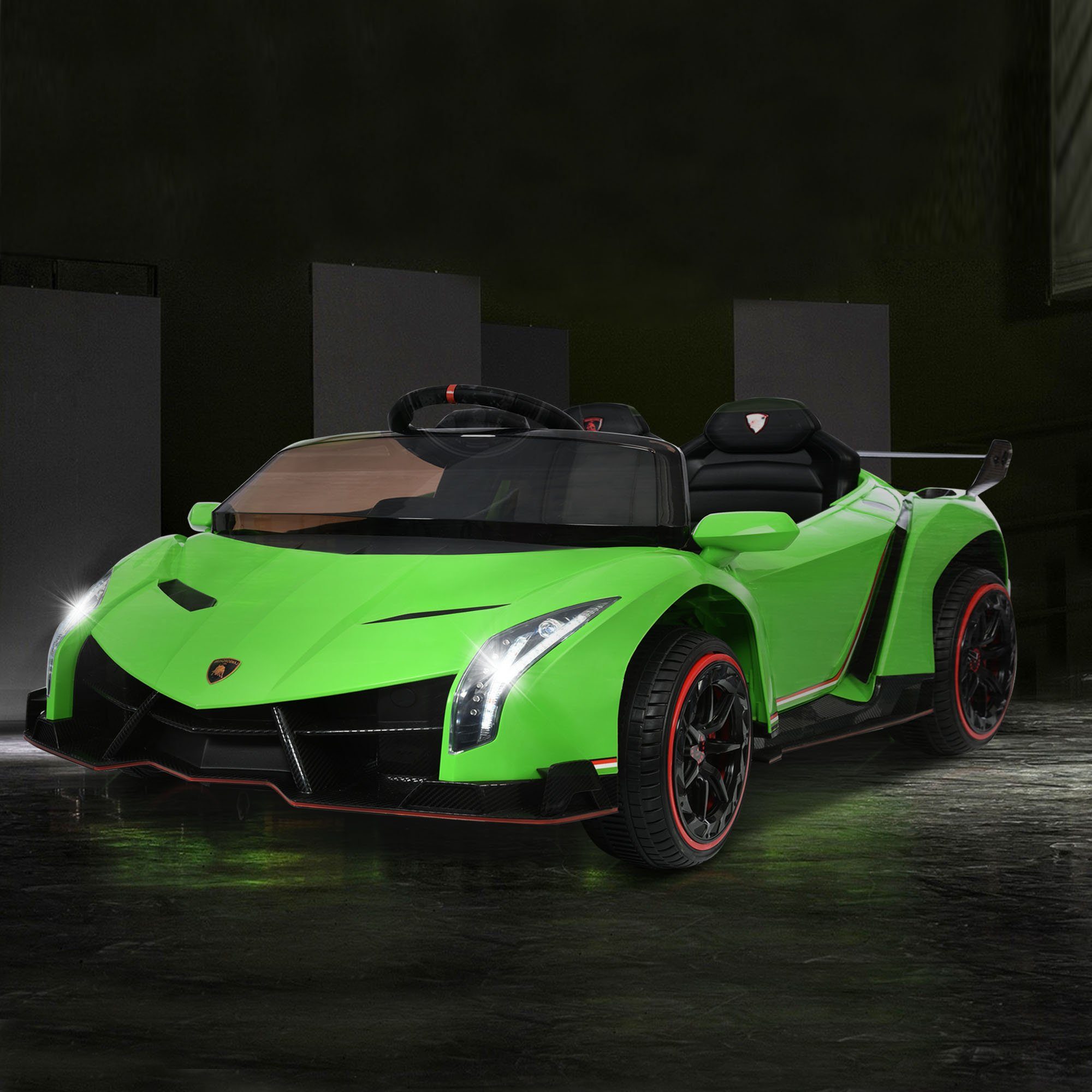REDOM elektrisk barnbil LAMBORGHINI VENENO 2 motorer, Bluetooth, dubbeldörrar, 3 hastigheter, MP3-musik, lämplig för barn från 3 år