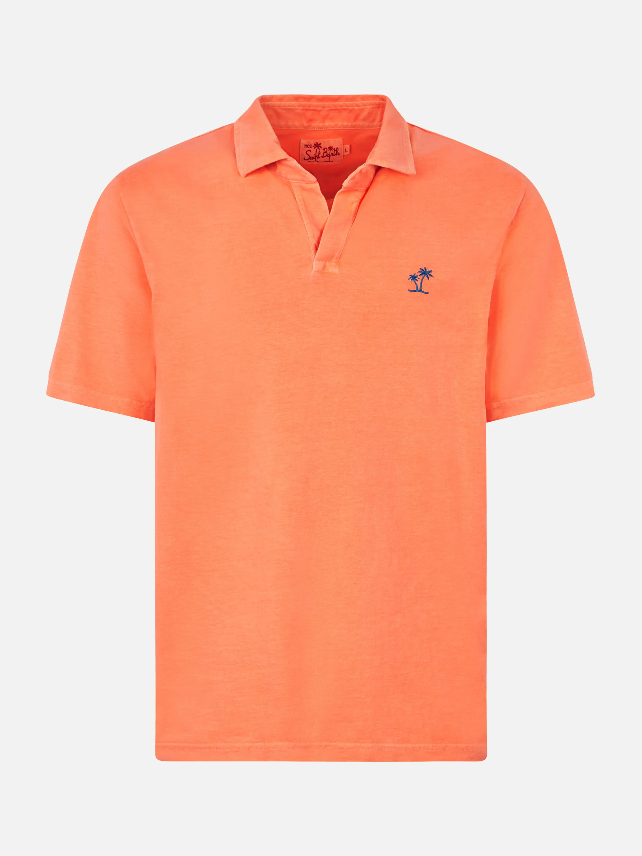 Oranje katoenen poloshirt voor heren