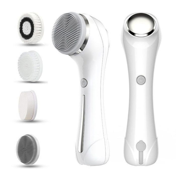 Brosse Nettoyante Visage Électrique 360° Rotation, Tête en Silicone, Importation Ionique Négative, EMS Appareil Beauté, Rechargeable