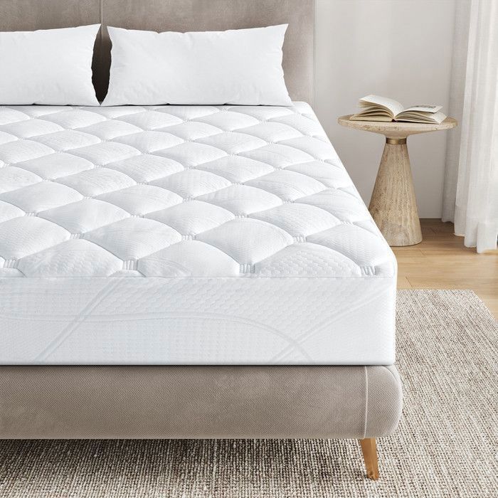 Surmatelas 90x190 cm - INRE, Confort Optimal - Moelleux, Anti-acarien, Respirant - pour Matelas 1 Places - Lavable