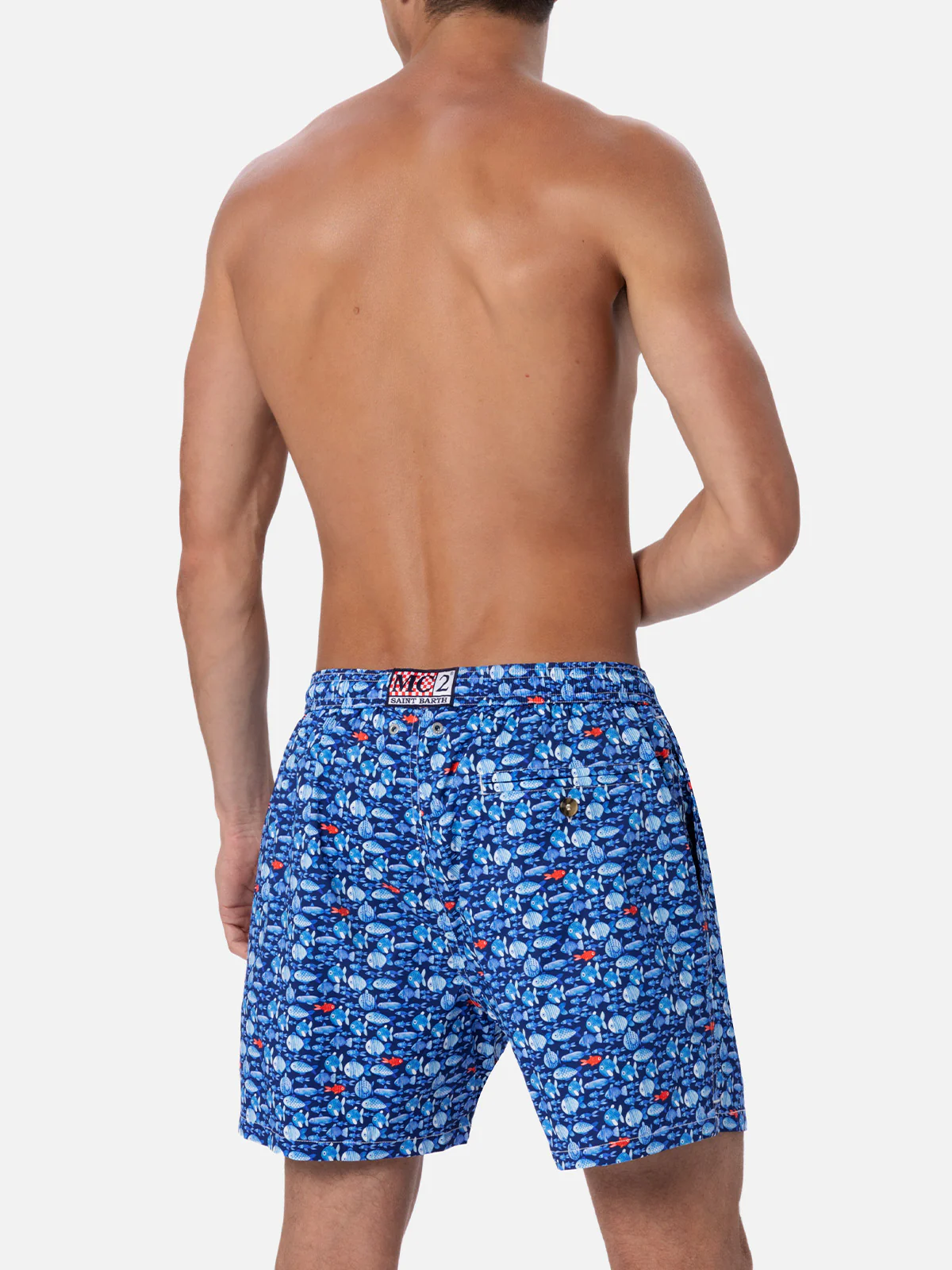Costume classico elasticizzato Comfort Light con stampa pesci