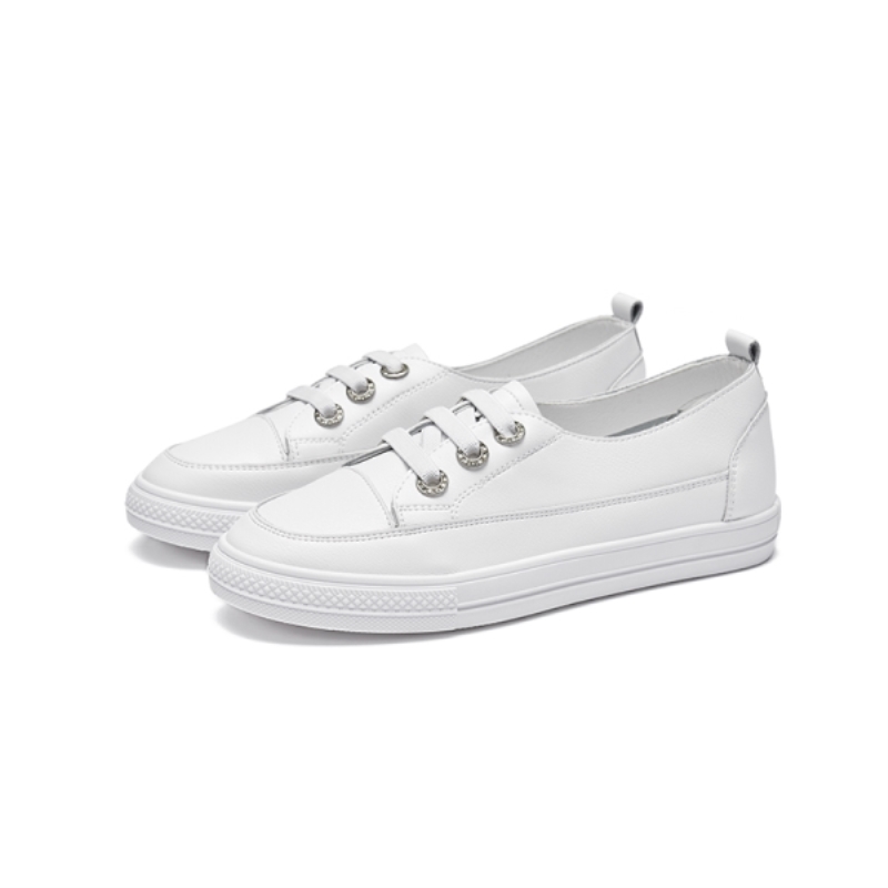 Zapatillas deportivas de mujer, calzado transpirable de moda, zapatos de plataforma de piel sintética, zapatos casuales con cordones blancos.