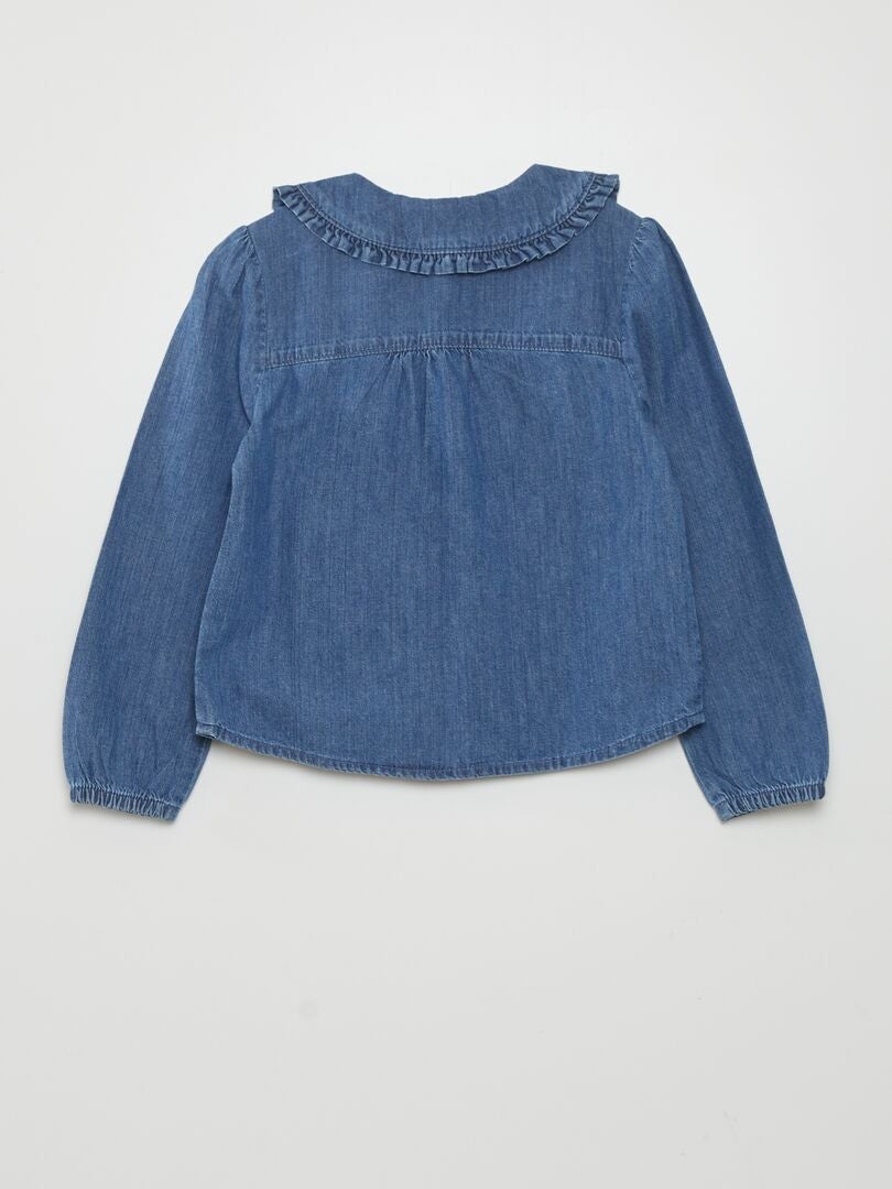 Blusa com gola Claudine - AZUL