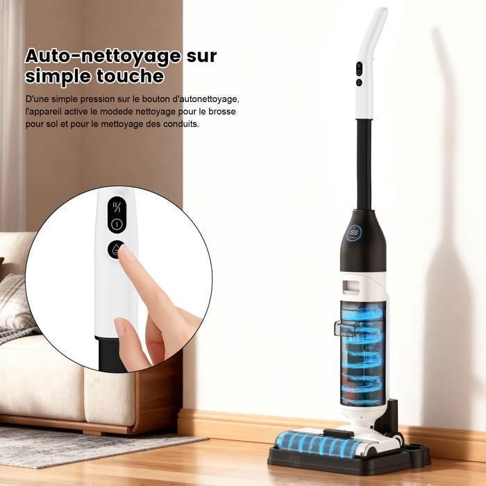 VersLife LS1-Aspirateur Laveur Sans fil-Humide et Sec/3 en 1/50 mins&1.15L-Idéal pour Les Carrelage, Marbre, Parquet