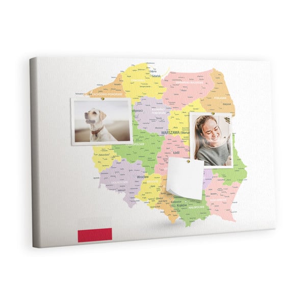 Tablica korkowa z nadrukiem do pokoju dziecka   pinezki Mapa