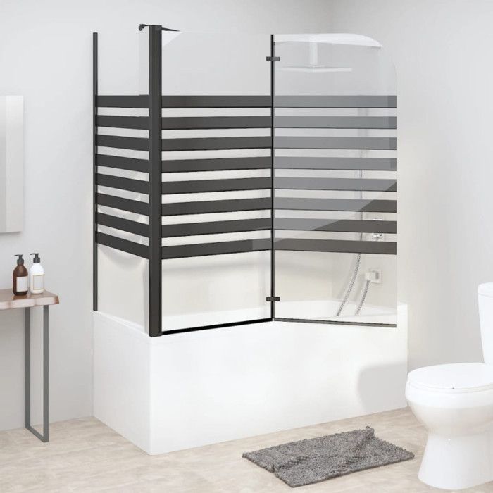 vidaXL Mampara de ducha a rayas, accesorio para bañera de baño, interior, 120x68x130 cm, 151863