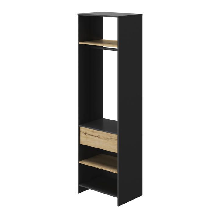 Tocador de 1 cajón - Estilo industrial - Ancho 63 cm, Alto 213 cm, Profundidad 45 cm - Marrón - MIMIZAN - Hecho en Francia