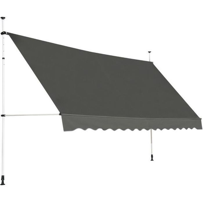 DREAMADE Auvent Rétractable Manuel 395CM, Store Banne Rétractable Etanche avec Manivelle&Tige de Support, pour Balcon, Magasin,