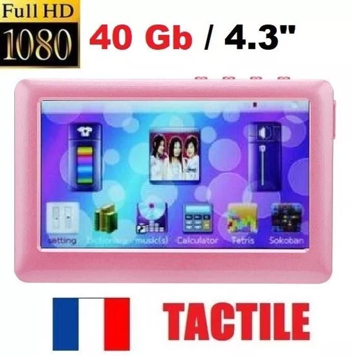 LECTEURS MP5 MP4 MP3 40GB NEUFS -ROSE- AVI DIVIX FLV RMVB - ECRAN 4,3 POUCES + HOUSSE