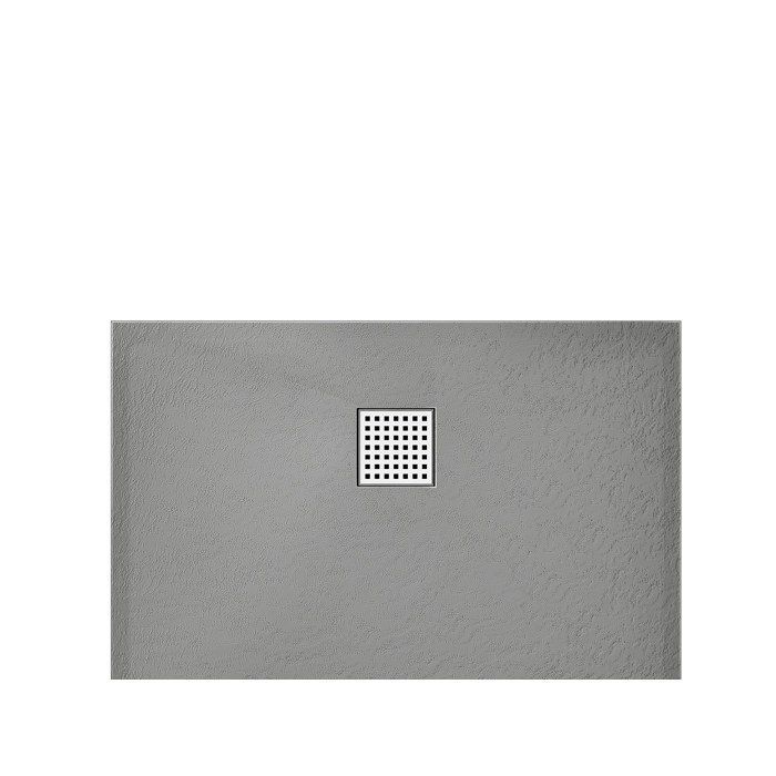 Plato de ducha extraplano para instalación en superficie o empotrado, recortable, fabricado en resina SMC - Gris - 140 x 90 cm - MIRNOSA