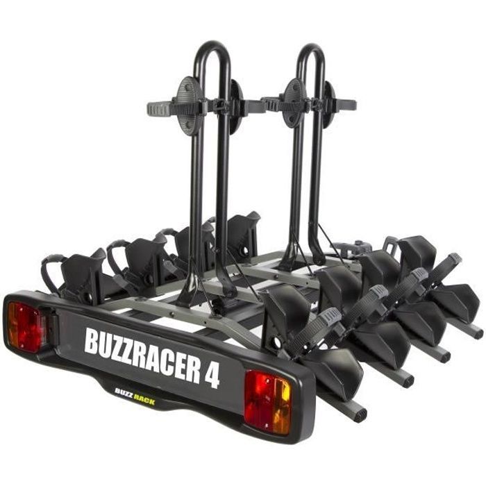 Portabicicletas de plataforma para enganche de remolque BUZZRACK - BUZZRACER 4 - 4 bicicletas - Negro - Acero