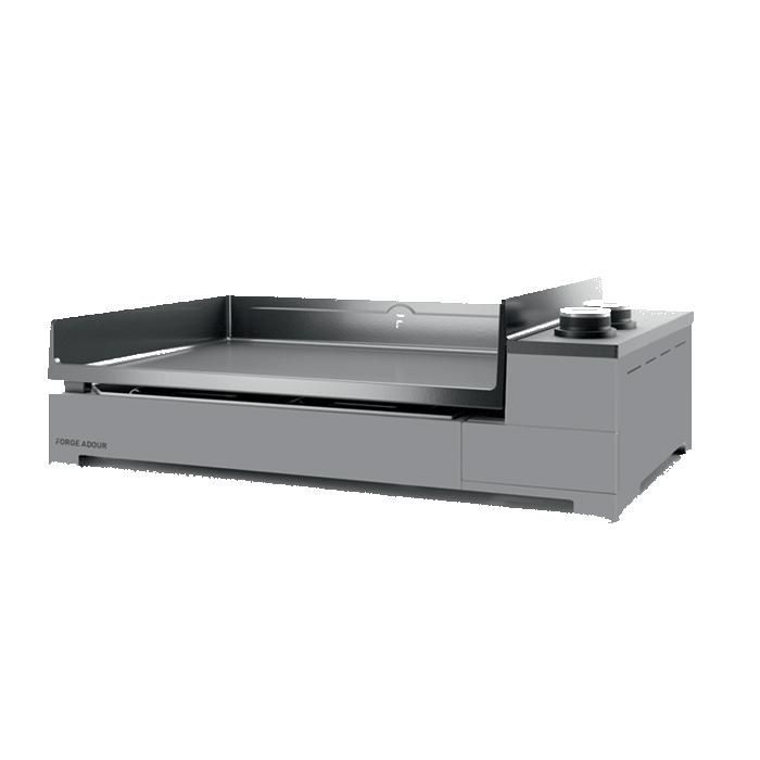Plancha de gas premium - FORGE ADOUR - 2 quemadores - Estructura de acero - Negro y gris