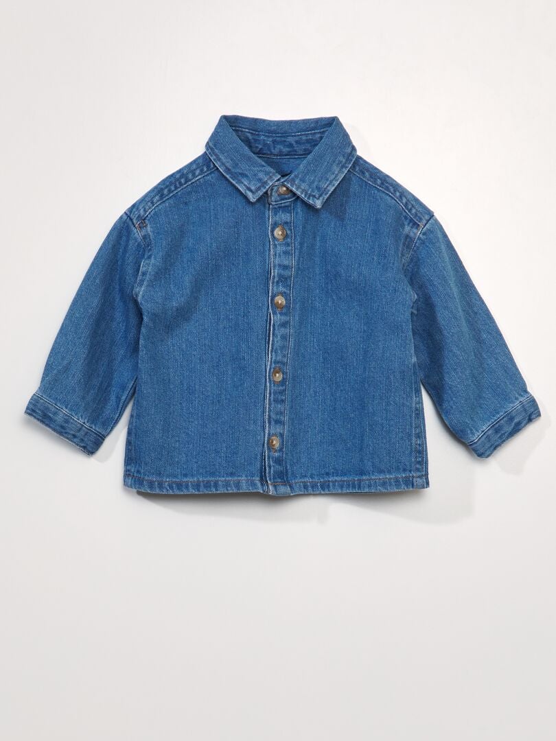Camisa jeans folgada - AZUL